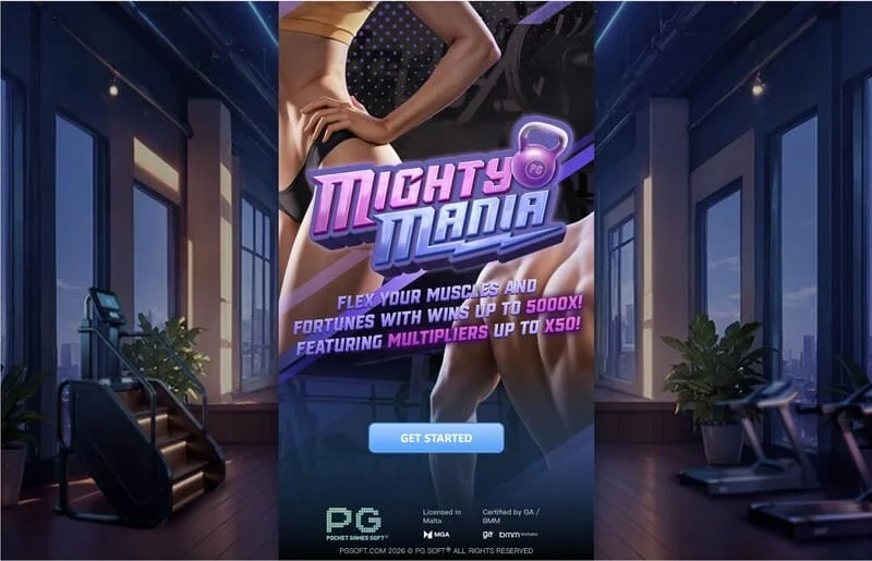 Mighty Mania — Menu principal et écran de sélection de mise